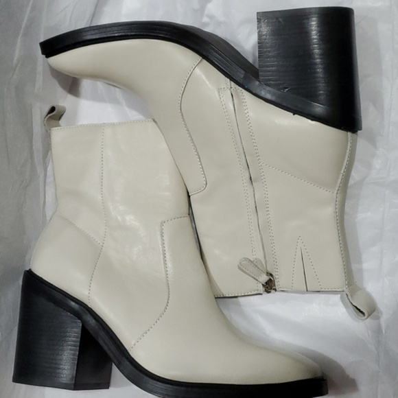 Steve Madden Lina bone leather chunky heel square toe ankle‎ boots size 11 new - Picture 9 of 11